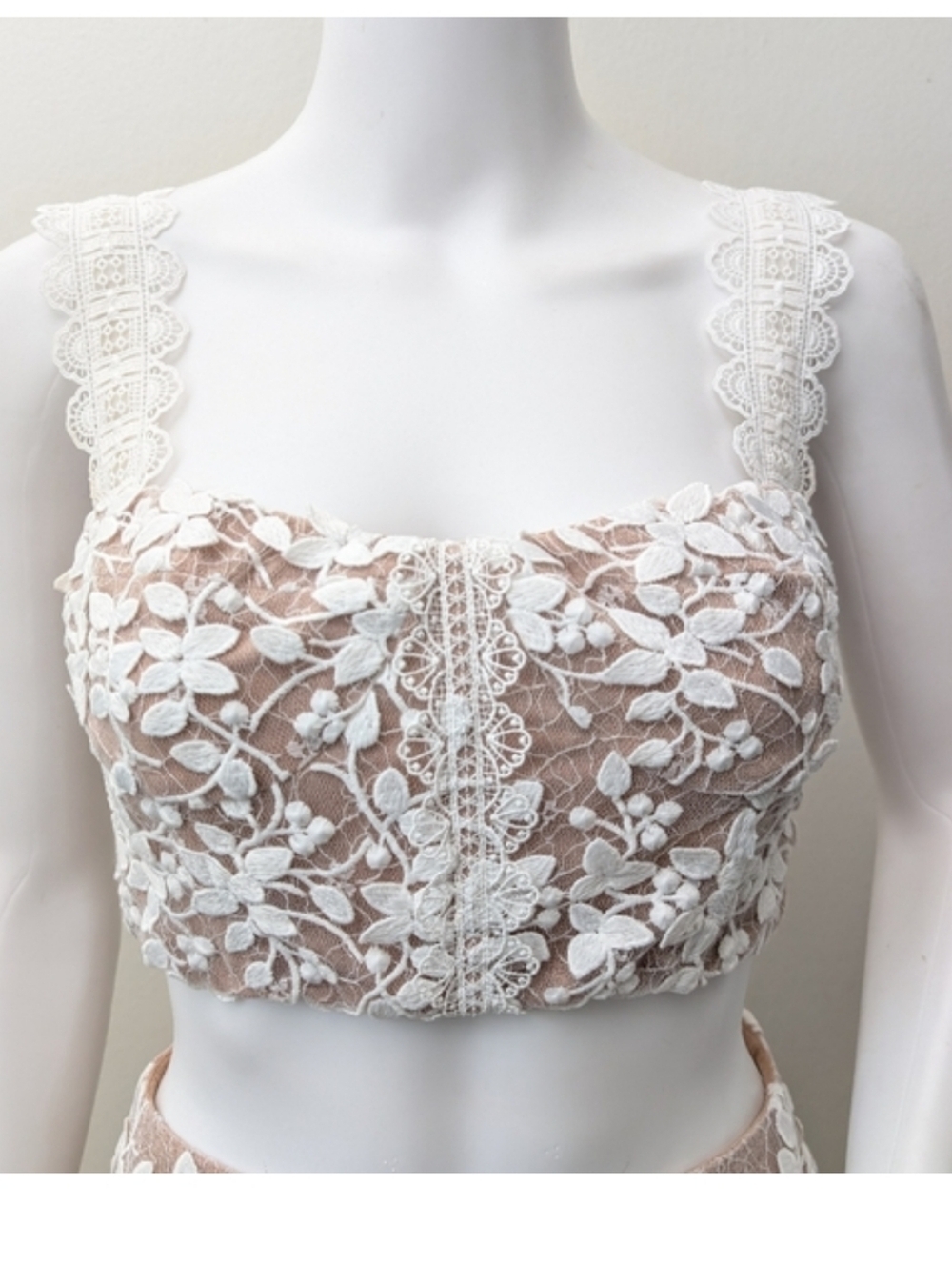 Bronx & Banco Megan Two-piece Set Top Skirt Lace White Size XS Wedding Bridal - Picture 11 of 16